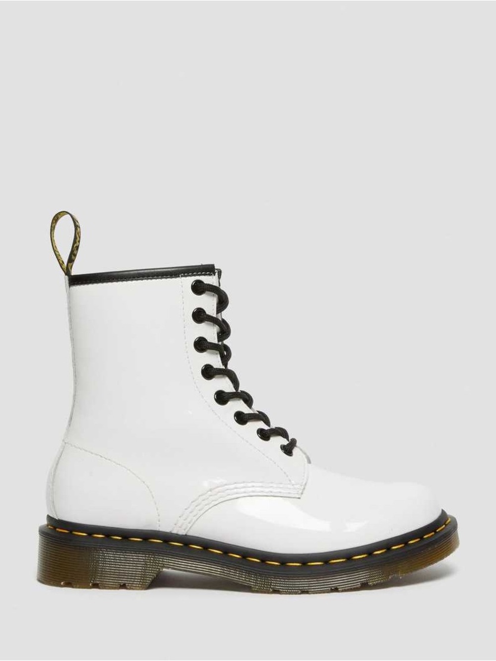 Dr. Martens White Patent Lace-Up Platform Combat Boot